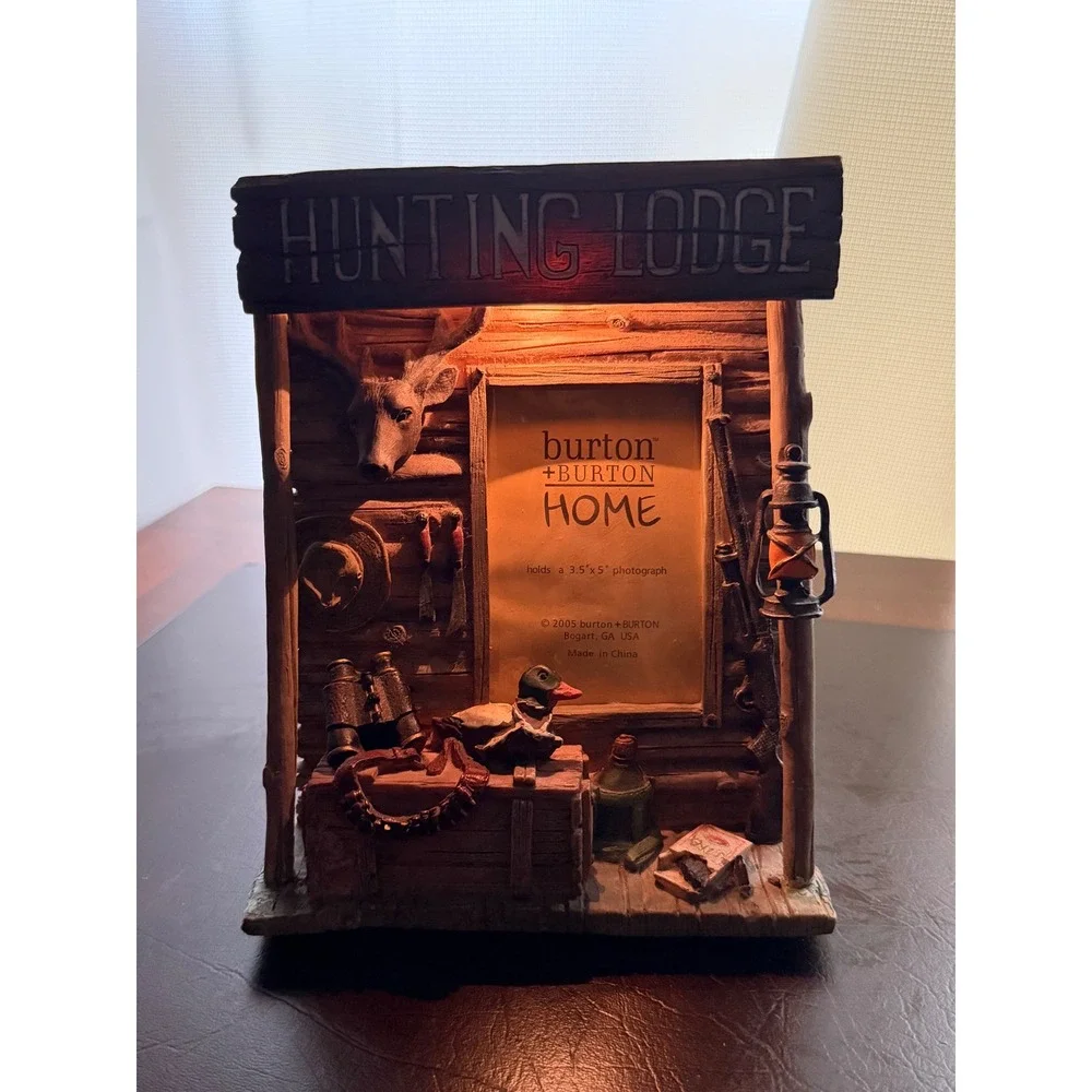 Burton + Burton Home Hunting Lodge Light Up Picture Frame 3.5x5 Rustic Cabin